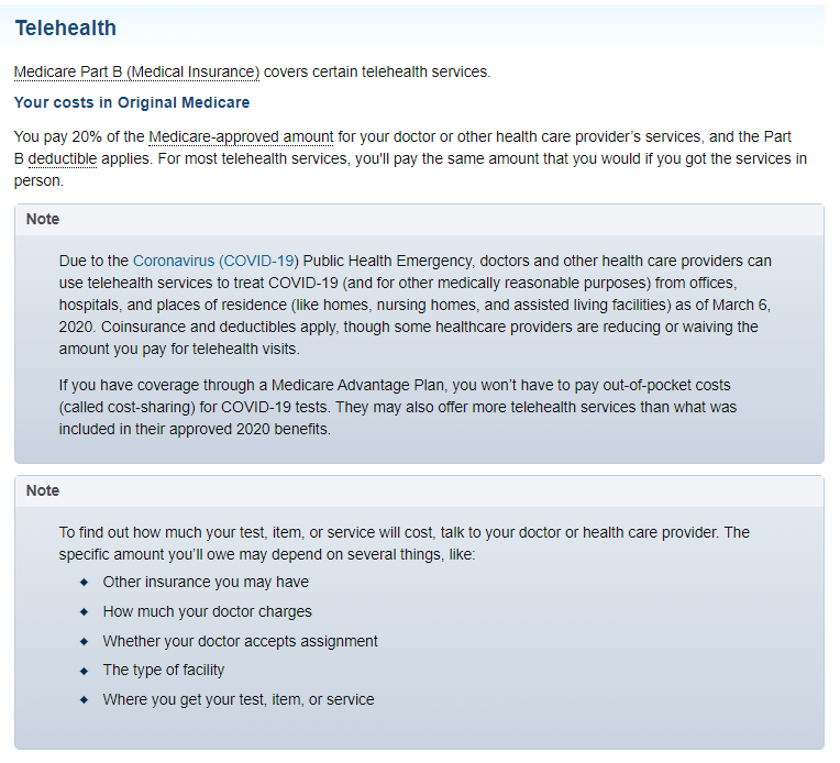 Coverage determination for telehealth.