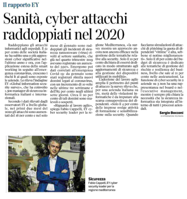 EY_Italy's tweet photo. Secondo lo studio #EYGISS, il 51% delle aziende italiane ha subito una o più aggressioni #cyber significative nell'ultimo anno, +16% nei primi due mesi del 2020. Da gennaio oltre 16mila nuovi domini legati a #covid19. Qui lo studio completo: https://t.co/WUXFWoP0kE #cybersecurity https://t.co/9eFWjMQkm5
