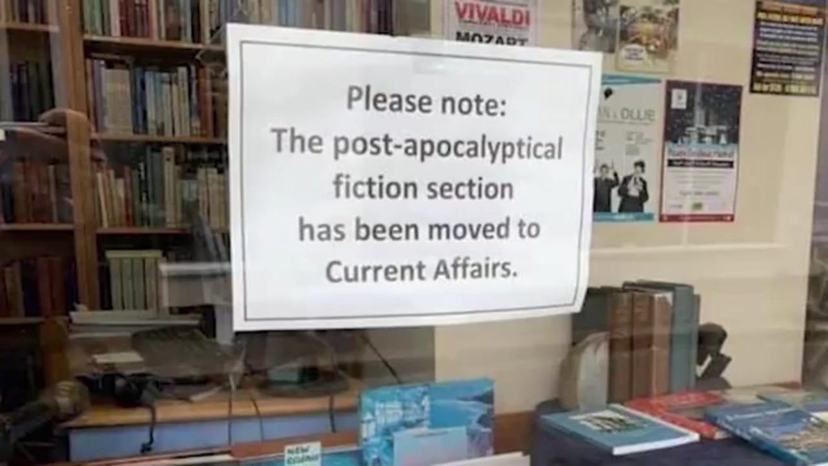 P_UmarFarooq's tweet photo. Received on WhatsApp. Don't know which library it is and who clicked it, but it's just brilliant.

Somebody's witty sense of humour is intact even in these times.

@ShashiTharoor @DrKalimK @rehanpawaskar https://t.co/N6rlCtobfW