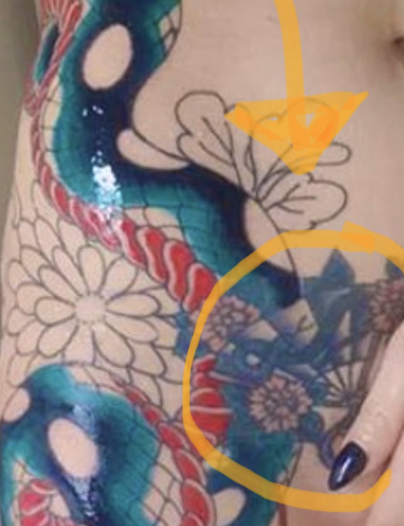 My worst... well I only have one I really really hate... I’ve circled It in the picture as I have another tattoo around it to disguise it  - it’s meant to be a Fan, a Japanese esq one, it’s dreadful and it’s also next to my ummm ‘fan’