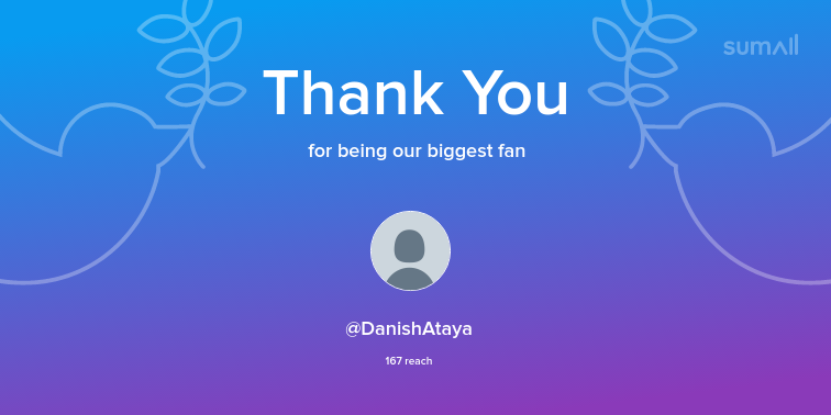 Our biggest fans this week: DanishAtaya. Thank you! via sumall.com/thankyou?utm_s…