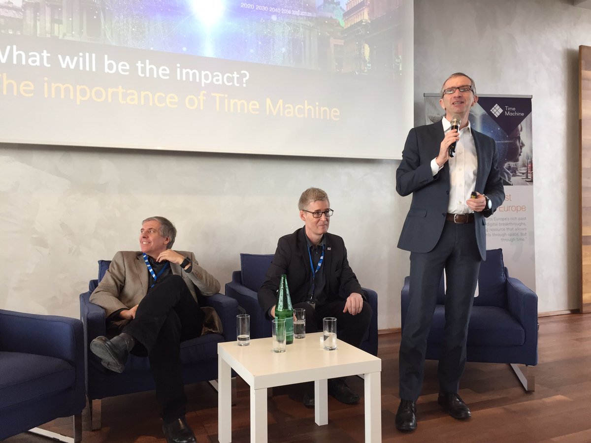 TimeMachineEU's tweet photo. Our series of national #TimeMachineInfoDays aims to inform about our initiative. The 🇦🇹 'eMedia' picked up our event in Vienna with #TMAmbassadors @RobertSablatnig (@tuvienna), @maxkaiser (@ONB_RD) &amp;Thomas Aigner (@icaruseu) in our #PressCoverageBox!
👇
https://t.co/3SIJvRJa4r https://t.co/NEPrQREO8P