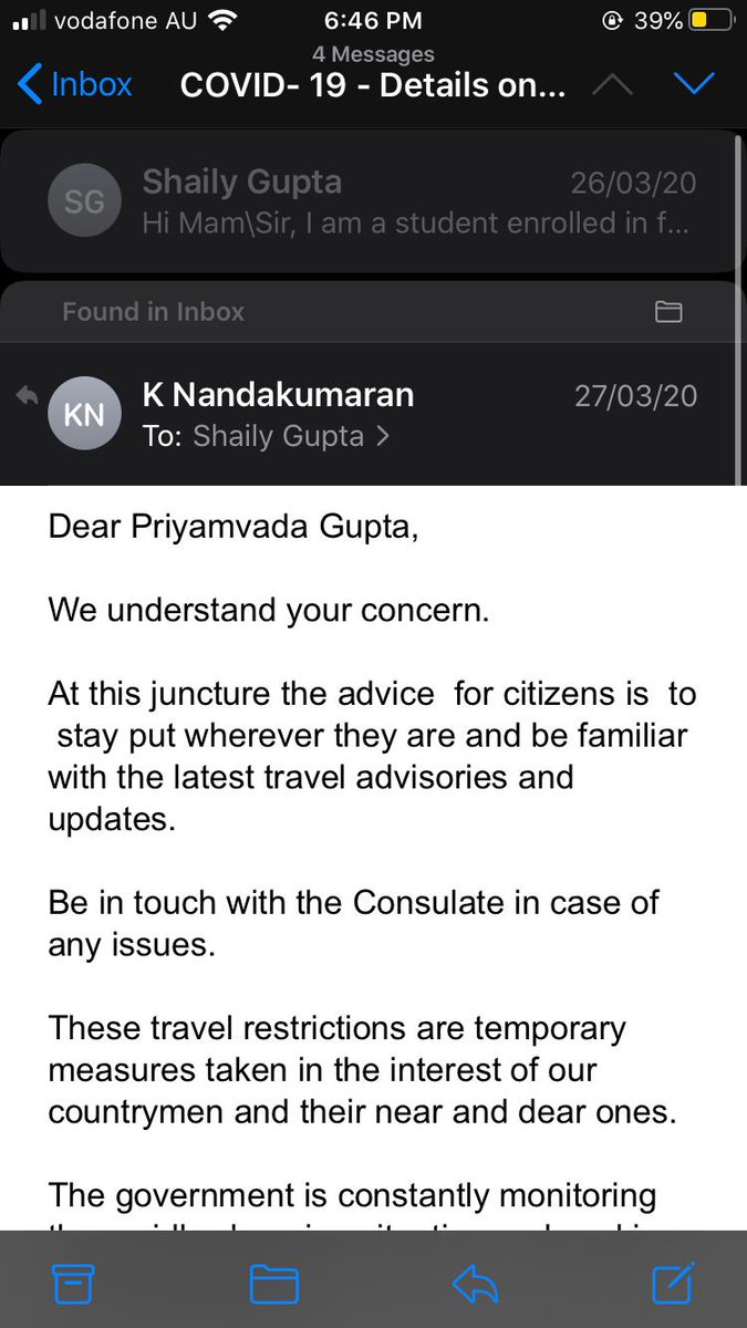sandhyashetty's tweet photo. Dear @PMOIndia #ministryofexternalaffairs #indianembassy dear @narendramodi ji
Prime minister sir please look into the 250 plus students stuck in Australia and desperately wanting to return to india, the future of India needs #help cant keep them there to acquire virus #urgent https://t.co/5VmBIX3Ptl