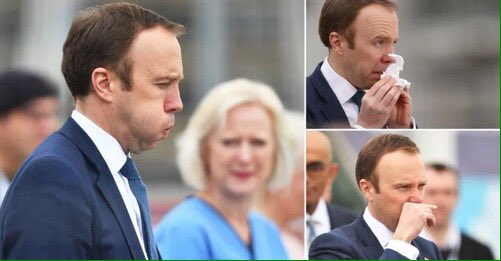 wehaveeachother's tweet photo. Is there a government anywhere in the world that cares less about the heath of its people? This is UK's Tory HEALTH Minister, Matt 'heard imunity' Hancock, YESTERDAY opening a new temporary hospital for COVID-19 patients. Hancock tested positive for COVID-19 A WEEK AGO #COVID2019 https://t.co/8xC0DVX8Ud