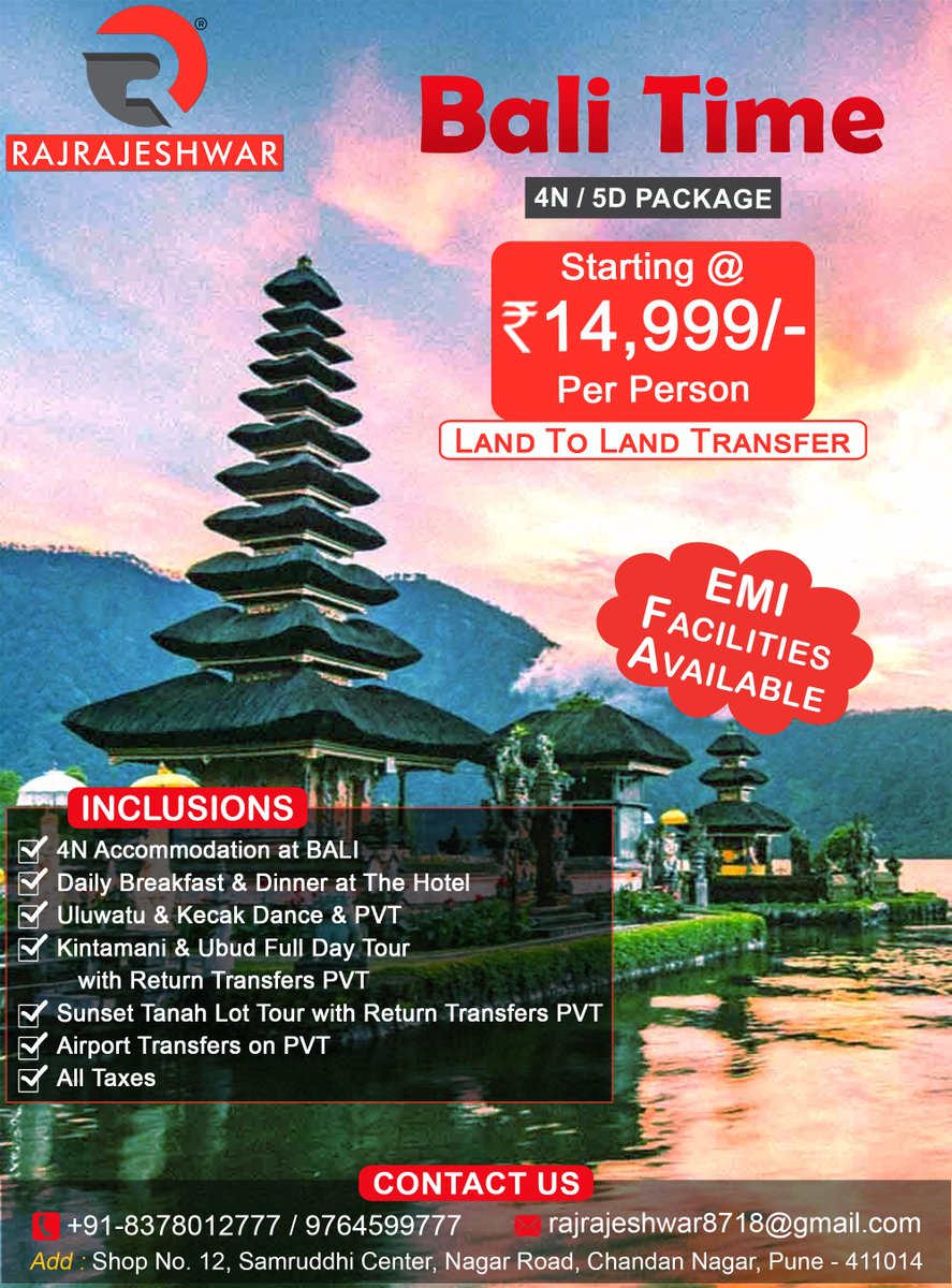 Bali Time..!

Book Now 4 Nights / 5 Days Bali Tour Package Starting from INR 14,999/- Per Person!

#bali #balitour #balitourpackage #balitourpackages #cheapestbalitourpackages #cheapbalipackages #balitourpackageforcouple #balihoneymoonpackagesfromindia #balihoneymoonpackagecost