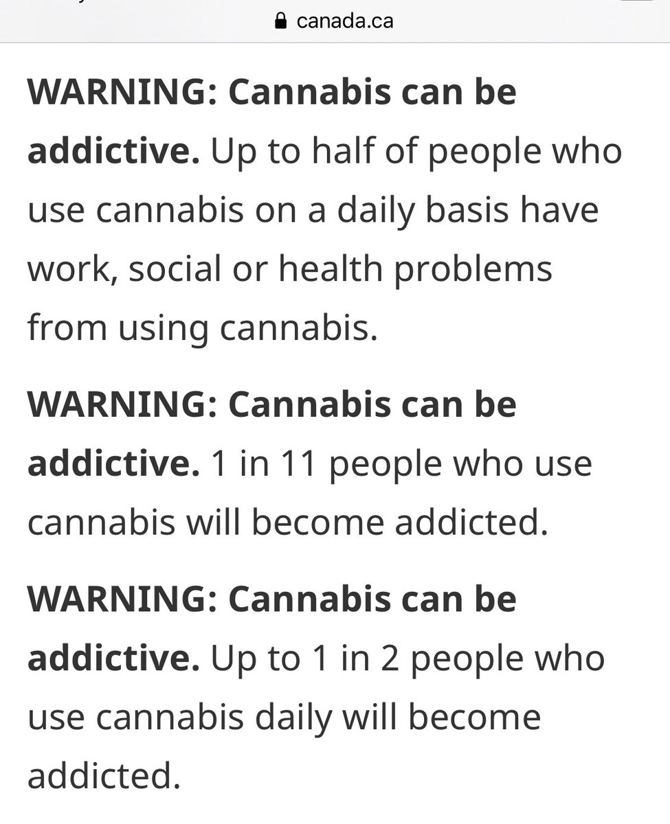 MatColumbro's tweet photo. The take away from recent #COVID19 policy updates is that  enough people are addicted to alcohol in ON, the LCBO must sta open to avoid another healthcare crisis. If #cannabis is not considered essential, then is it not time to remove this particular warning label from packaging? https://t.co/lU3hFWvvq8