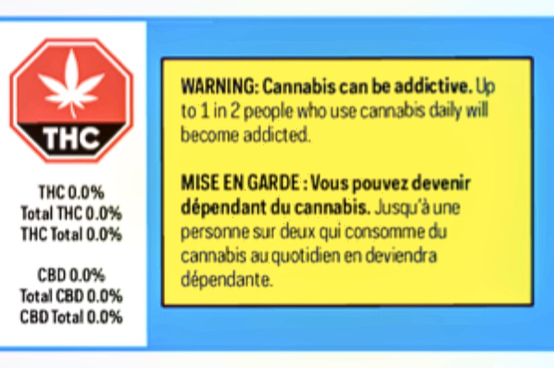 MatColumbro's tweet photo. The take away from recent #COVID19 policy updates is that  enough people are addicted to alcohol in ON, the LCBO must sta open to avoid another healthcare crisis. If #cannabis is not considered essential, then is it not time to remove this particular warning label from packaging? https://t.co/lU3hFWvvq8