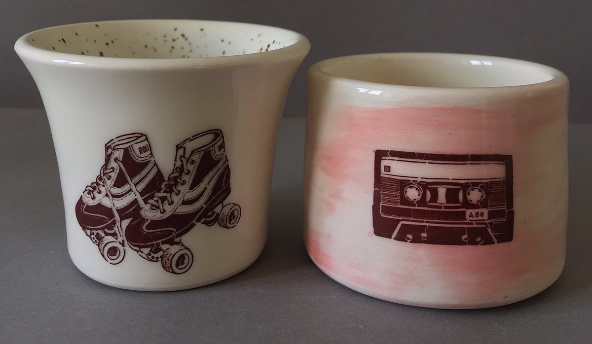 McPots18's tweet photo. ❤️My sort of Maths.Thank you Sarah @del_art_ful for trusting me with your super funky, very beautiful prints....I LOVED popping them on my pots. #supportthemakers #printmaker #potter #artteachers #cassette #drmartens #ceramics  #creativetrust #creativerisk #creativelove https://t.co/mS40VeqdZp