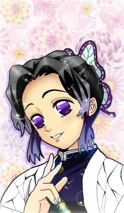フェルナンドゥさんがTwitterに投稿した胡蝶しのぶ(鬼滅の刃)のイラスト。