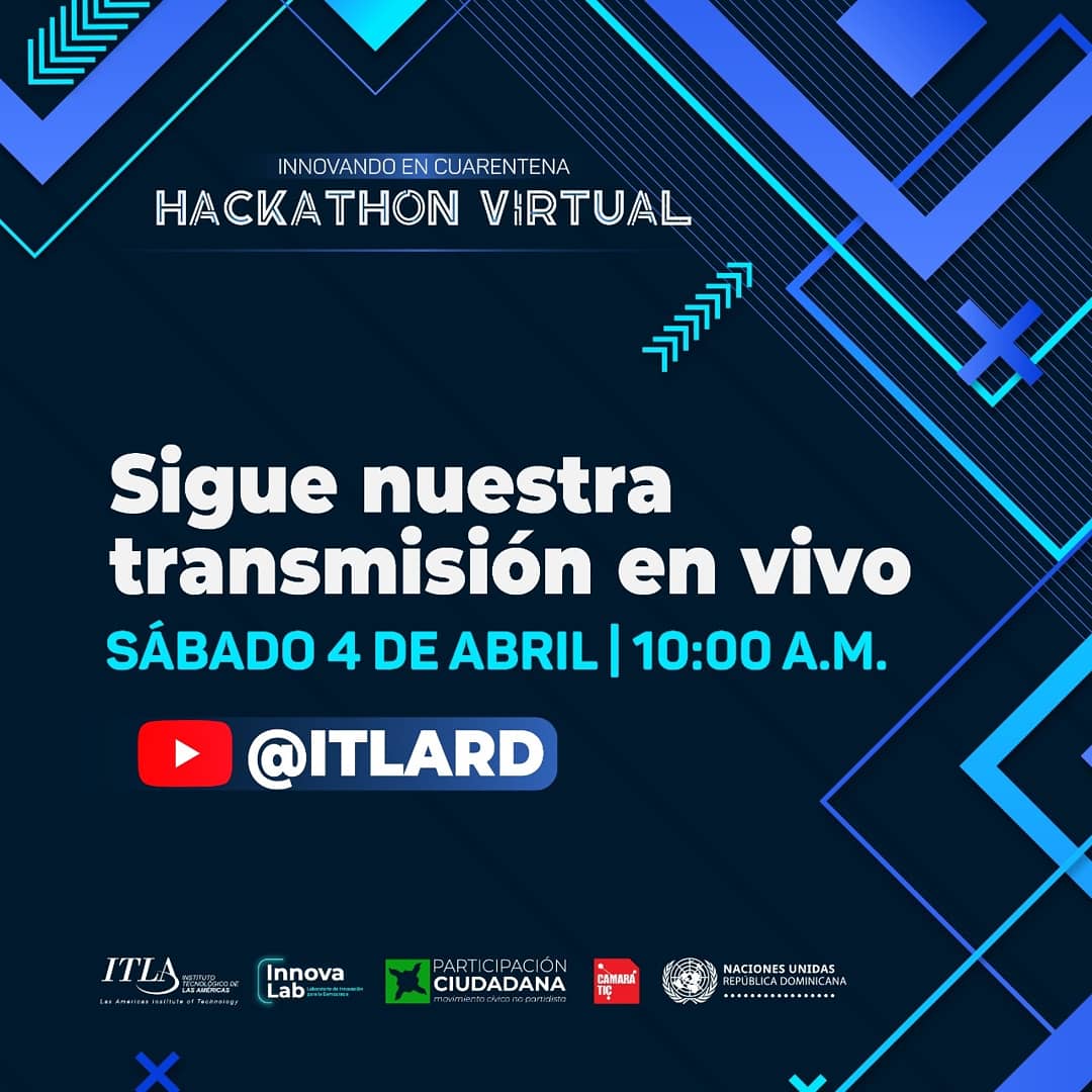 InnovaLabRD's tweet photo. ¡Llegó el gran día! No te pierdas el primer Hackathon virtual de la República Dominicana a través de la transmisión en vivo a partir de las 10:00 AM en la cuenta de You Tube de @itlard
#HackathonVirtualRD #InnovandoEnCuarentena #CoronavirusRD #COVID19 #ITLARD https://t.co/7grmqadMWG