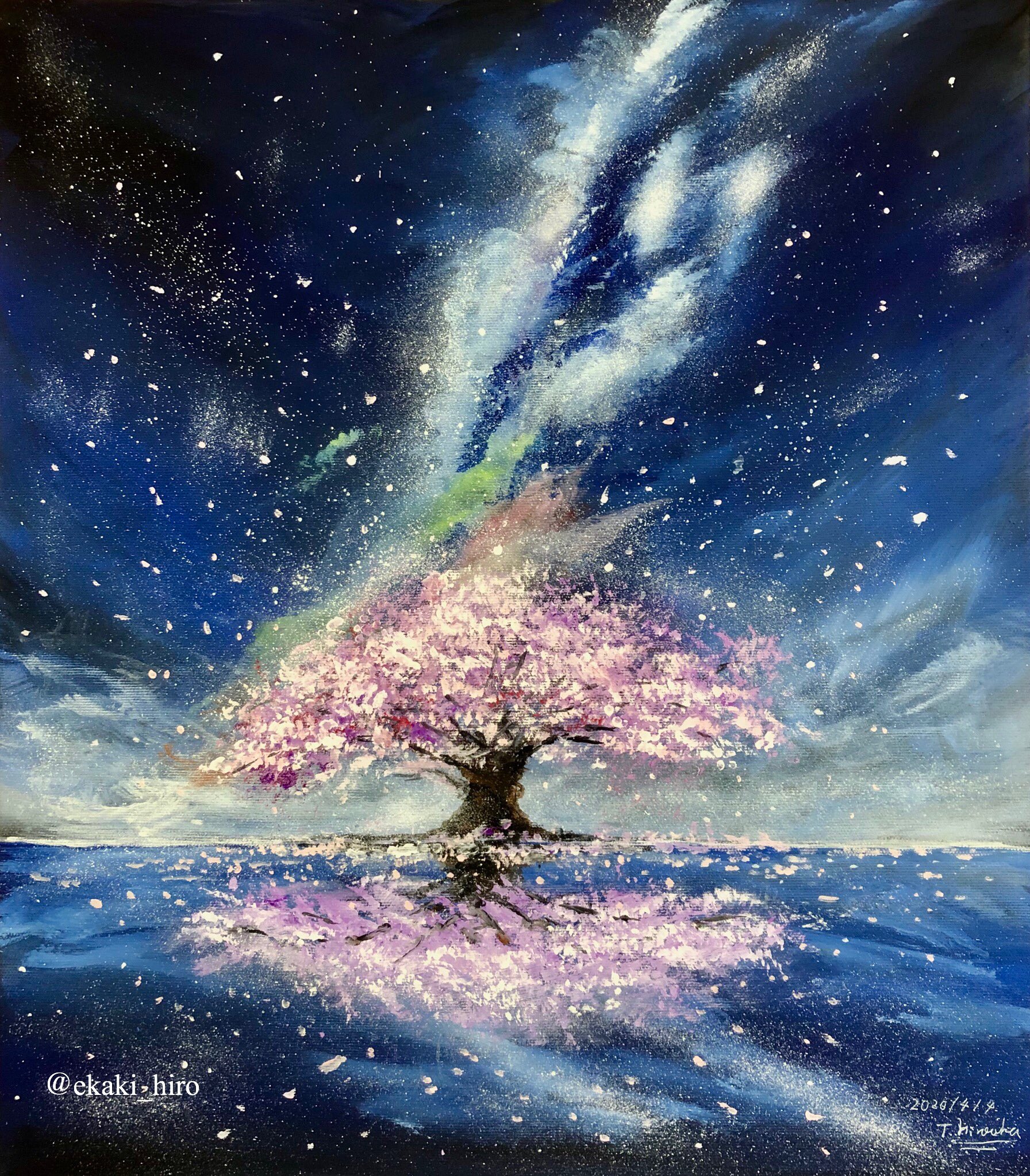 花火と、宇宙「オリジナルイラスト絵画」A4サイズ imgrc0118451345.jpg