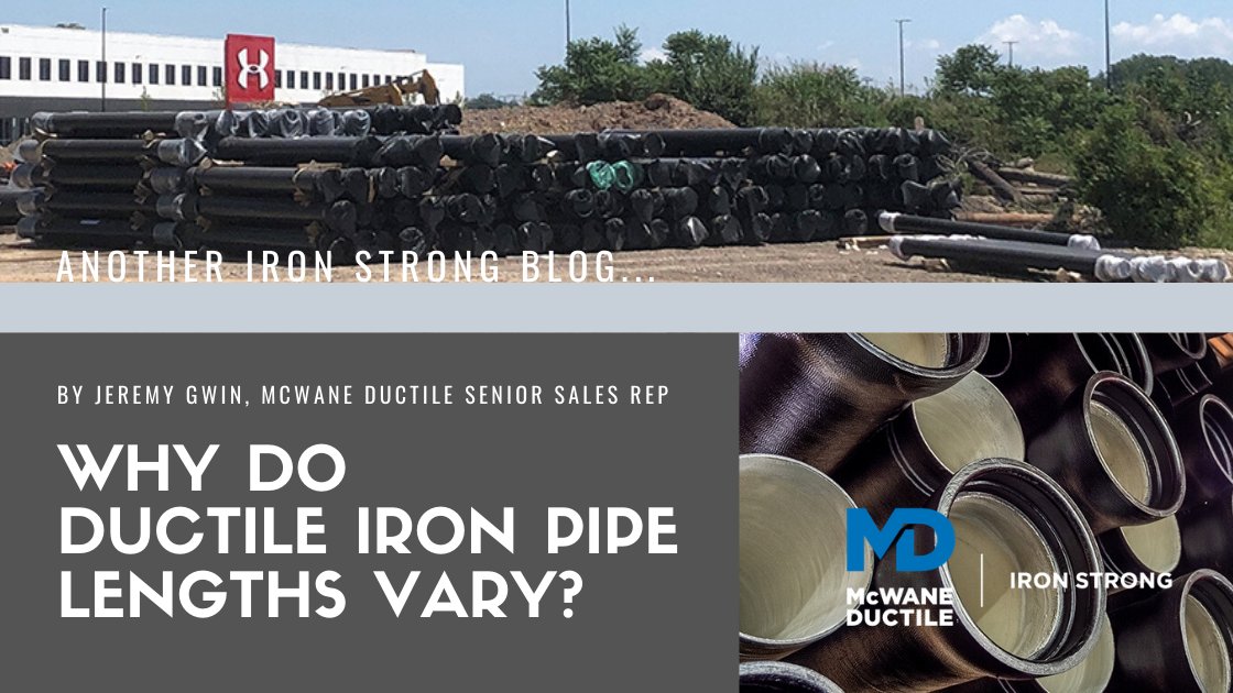 See our newest blog: bit.ly/2RaGVww covering pipe lengths allowed by AWWA standards, why pipe lengths vary, how to measure pipe on-site and how we account for these differences by Jeremy Gwin, McWane Ductile Senior Sales Rep. #YouAskWeAnswer #DIPipeEducation #IronStrong