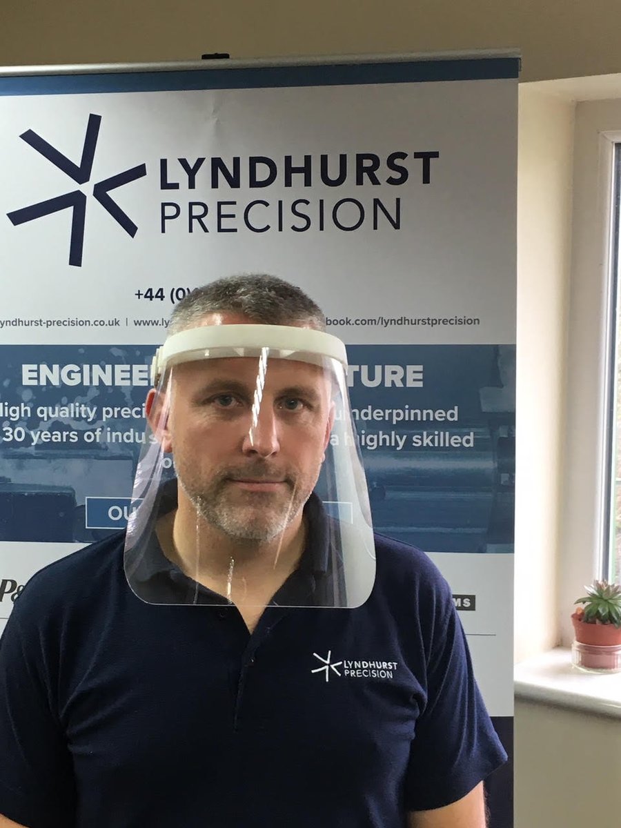 We are all working hard this Saturday on an order of face-visors for a local NHS trust. Here's our own Andy Wilding modelling.