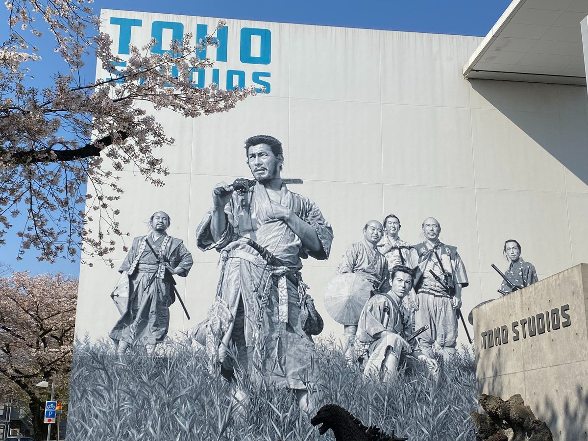 This year's cherry blossoms and the Seven Samurai at Toho studios.