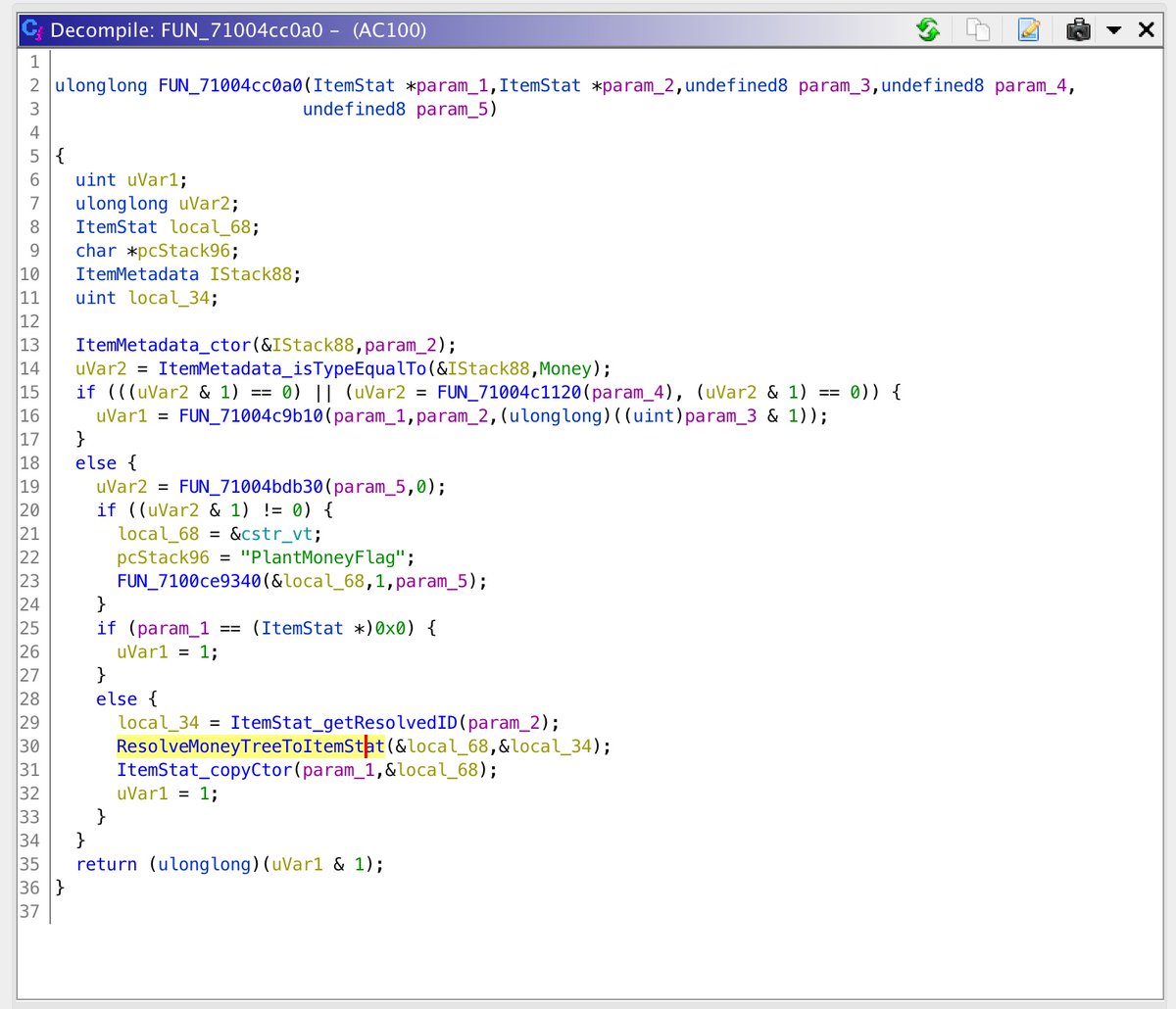 _Ninji's tweet photo. @chocosune From decompiling the game executable and finding the code that runs when you plant a money tree, where it decides what the resulting tree is going to have https://t.co/zUPXodlzUG