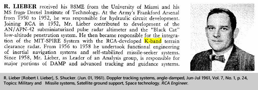 "R. Lieber, S. Shucker. (Jun. 01, 1961). Doppler tracking systems, angle-damped, Jun-Jul 1961, Vol. 7, No. 1, p. 24, Topics: Military and Missile systems, Satellite ground support, Space technology. RCA Engineer."