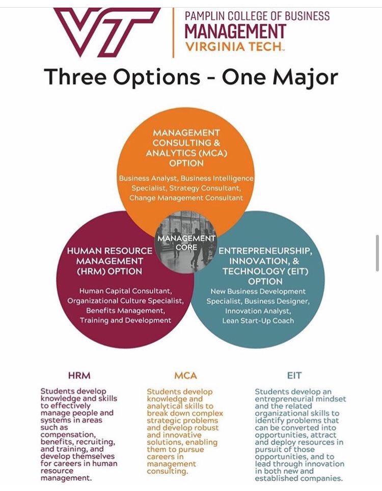 VTManagement's tweet photo. Visiting #VirtualVT online today? 

Please take the time to check out the amazing resources in @VTPamplin including the options available within the #Management major.
https://t.co/A9MwmUOCXl

#Entrepreneurship #Consulting #Analytics #HumanResources #Leadership #Business #hokies https://t.co/Z5WhB04UvE