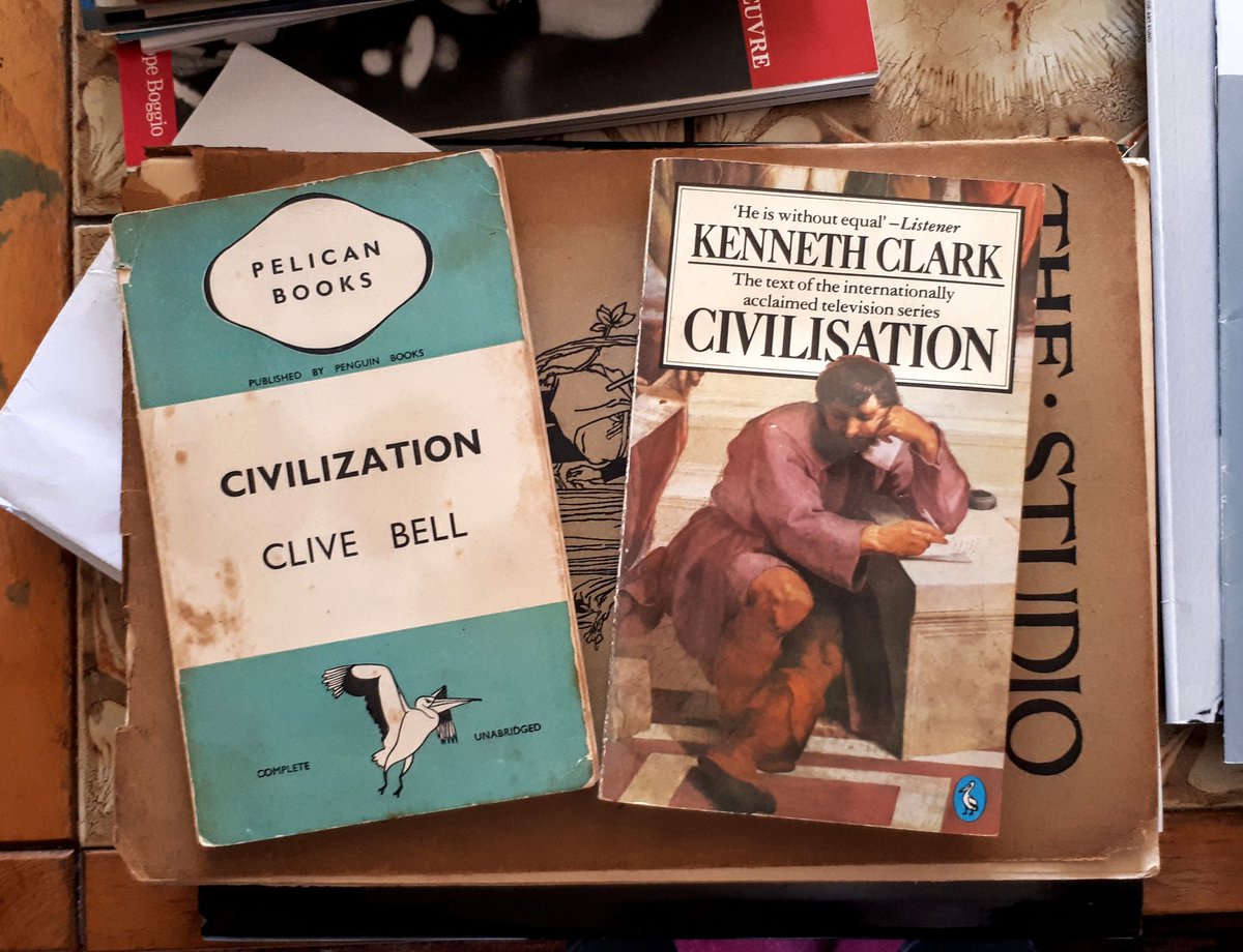 Saschaloske's tweet photo. Civilization 1928 vs Civilisation 1969, 
Clive Bell vs Kenneth Clark.
#weekendreading #readinginquarantine #readinginisolation https://t.co/TIpx7GkVjZ