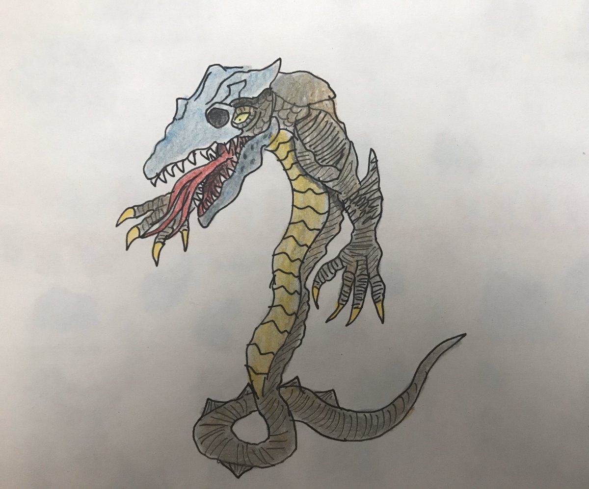O Xrhsths Z ゼータ クロス 特撮コレクター Sto Twitter スカルクローラーを初描き ヘビ型でありながら前足が存在し 頭部が頭蓋骨のような形という独特のデザインがカッコいい 特撮絵描きさんと繋がりたい スカルクローラー