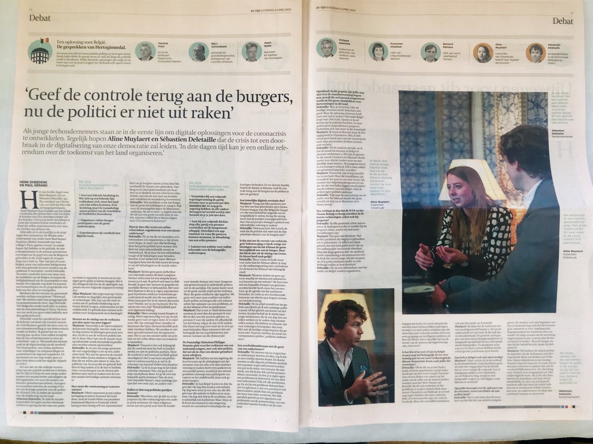 Ik geloof in dit land en haar diversiteit, ik geloof in technologie als versterking voor de democratie, ik geloof in burgerparticipatie om kloof met politiek te dichten. Bedankt aan <a href="/tijd/">De Tijd</a> en <a href="/lecho/">L'Echo</a> om het debat hierover te organiseren!
tijd.be/nieuwsbrieven/…