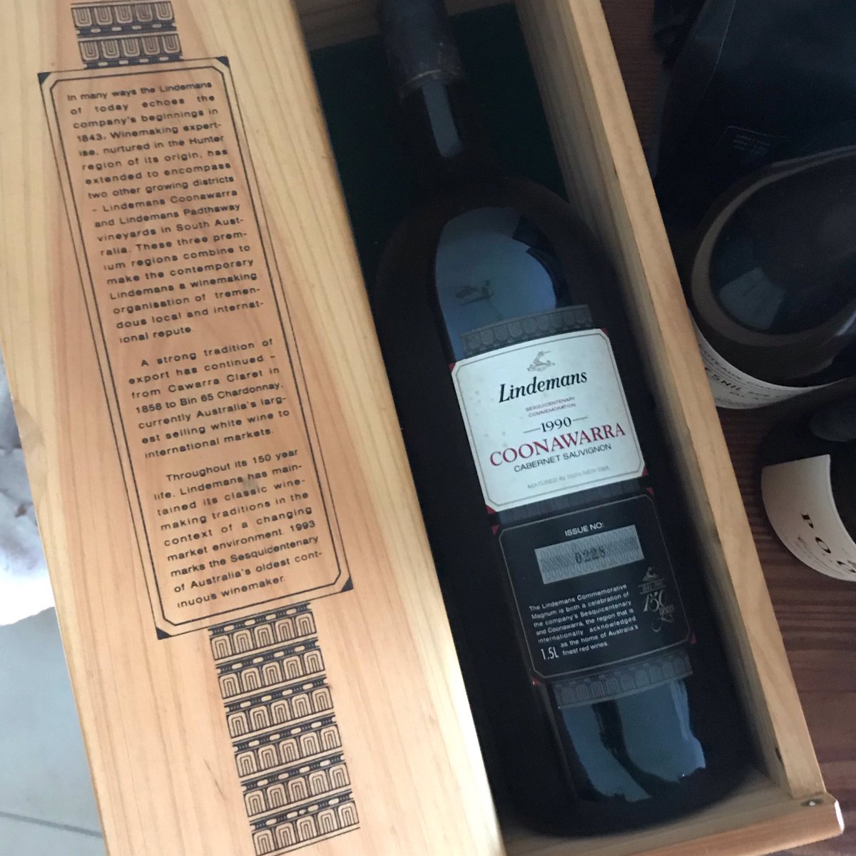 TheGrapeHunter's tweet photo. Found this aged beauty in the #winecellar today. A 1990 #Magnum @lindemanswines #coonawarra #cabernetsauvignon 

#cabsav #agedwine #wine #backvintage #privatecellar #winemaker #winery #vineyard #winelover #thegrapehunter #michaeldatta #australia #wineaustralia https://t.co/3V20yTUgei
