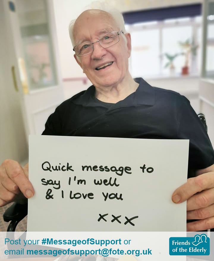 FriendsElderly's tweet photo. Residents at Bernard Sunley #carehome in #Woking wrote these sweet messages to family and loved ones ❤️ 

Do you have your own #positive message to help keep spirits up at our care homes? Post using #MessageofSupport or email messageofsupport@fote.org.uk. https://t.co/oZnmCbftHn