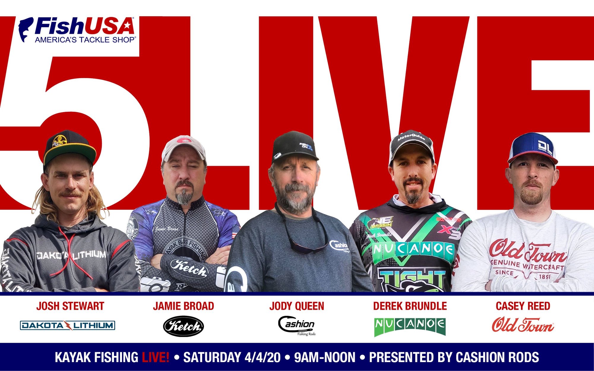 FishUSA on X: Going LIVE in just a few hours for the FishUSA 5 Live  Shootout presented by Cashion Fishing Rods! Join our host, FishUSA Pro  Staffer, Scott Beutjer, for all the