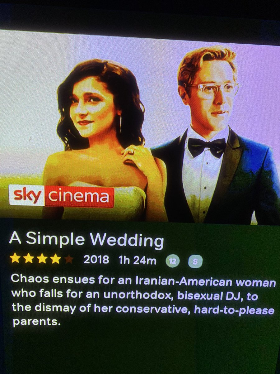 CyclistFat's tweet photo. @davidwalliams I searched sky movies As I felt like watching a film about an Iraqi/American who falls for a bi sexual singer much to the dismay of her conservative hard to please parents. But I guess beggars can’t be choosers. https://t.co/7BJ0i4nOMR