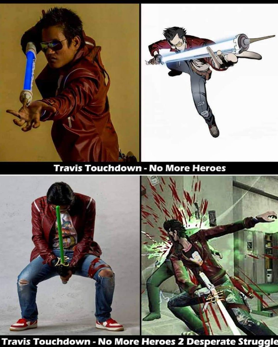JINKOS_COSPLAY's tweet photo. "I am KILLER"
Original vs cosplay from No More Heroes 1&2.
Dear @suda_51, Next step: Galactic Rankings!
I'm excited!!
#nomoreheroes3 #nmhcosplay #jinko91 #kamenrider #goichisuda51 #NMH3 #henshinbelt #henshin #nmh #kamenriderdecade #beamkatana #travistouchdown #NintendoSwitch https://t.co/m9C8ws0iQf
