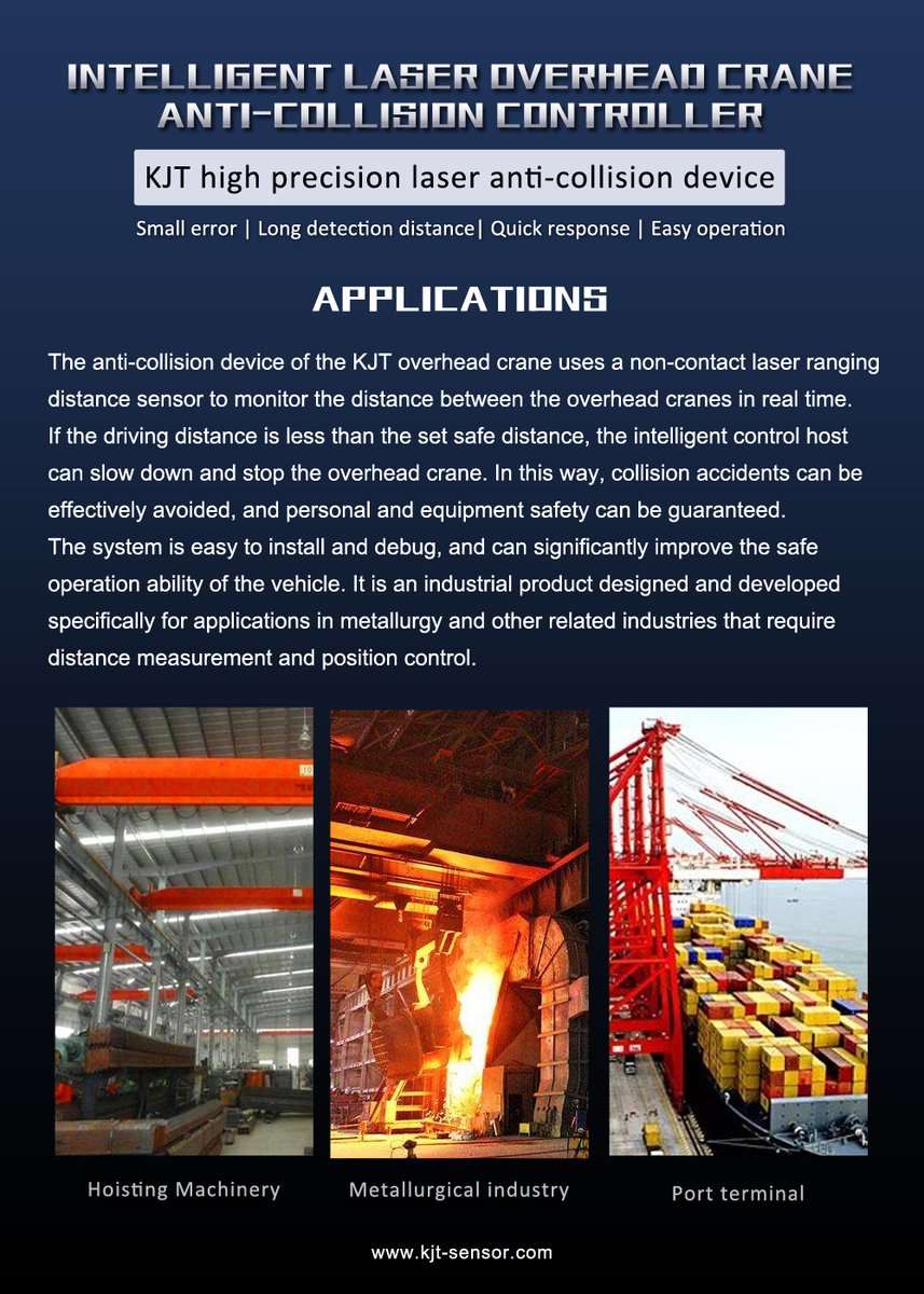 kjtchina's tweet photo. KJT anti-collision device for overhead crane

#overheadcrane #anticollisiondevice #lasersensor #laserrangesensor #laserrangingsensor #kjtsensor #intelligentanticollisiondevice #anticollisioncontroller #electric #Automation https://t.co/3PX9MRTsE7