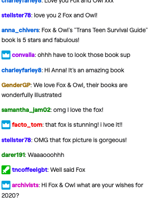 Helen Webberly? appears to be in the webchat and making comments - GenderGP. Wow Owl has mentioned the virus. Mum accepted Owl's trans status easier than being a vegan.