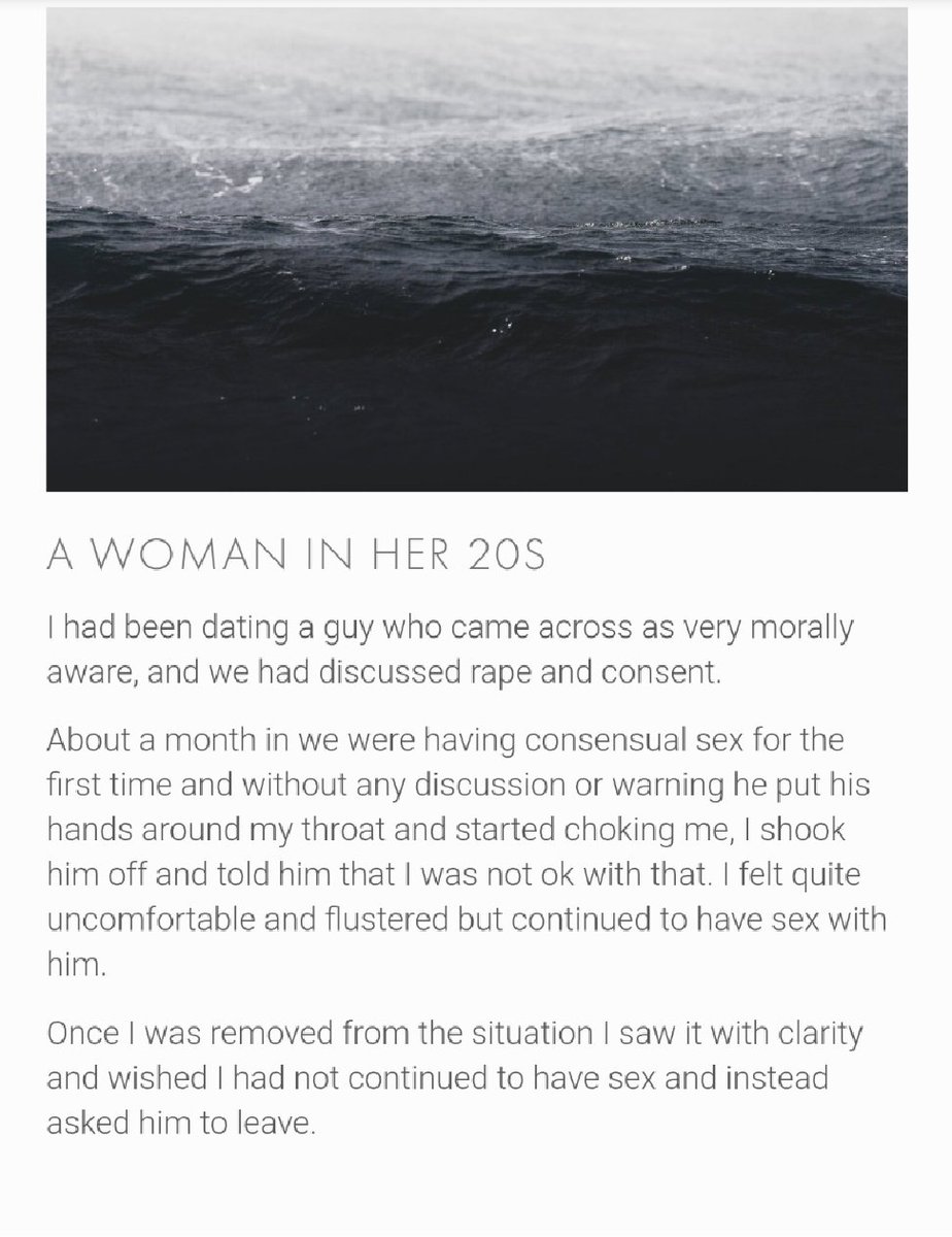 And this is what the reality of sex and relationships is like for many of the young women who might read Cosmo - genuine Content Warning on this."I realise I am lucky to not have been brain damaged or worse" https://wecantconsenttothis.uk/our-stories 