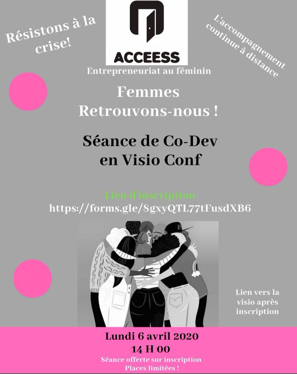 Faimatou_'s tweet photo. Bonjour atelier ACCEESS sur l'entrepreneuriat féminin lundi 6 avril à 14h en mode visio conf sur Zoom. Ci-dessous le lien d'inscription.
https://t.co/RIfkPcO44l
#femmes #territoires #entrepreneuriat #accompagnement #business #businesswoman #ACCEESS #Déterminés #creordt #reda https://t.co/TodBXBE3pl