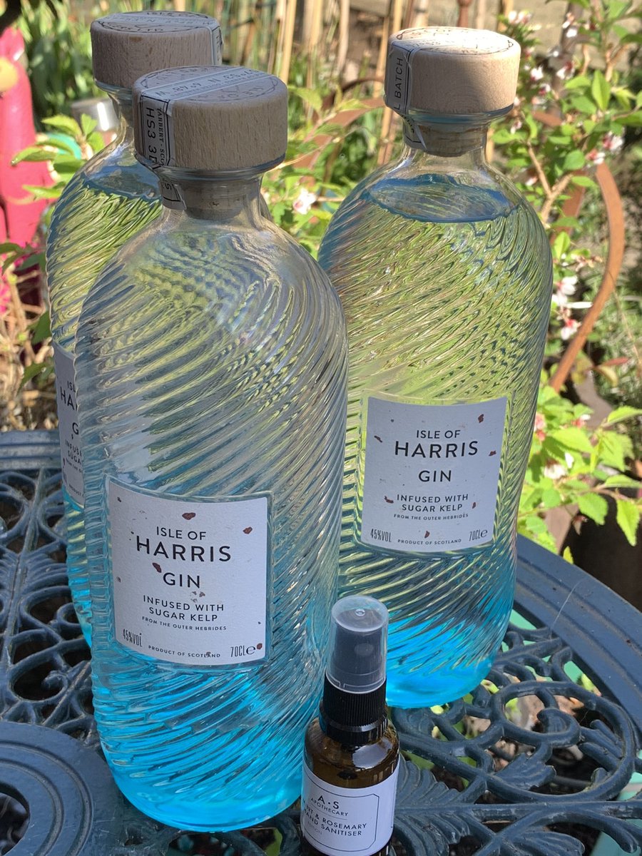 As we can’t get to Harris/Lewis the essentials have arrived! With an added bonus to find some supplies in the freezer from @CharlieBarleys @asapoth @harrisdistiller #IsolationLife #StayHomeSaveLives #gin #harrisgin @bbcemt