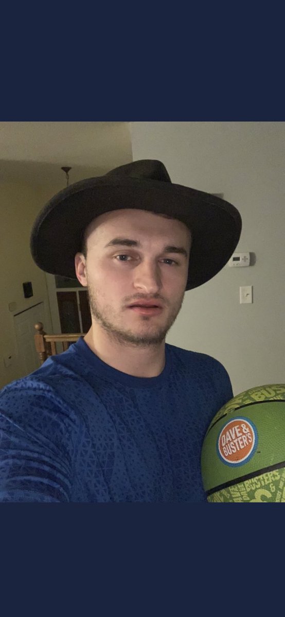 BAU_Champs's tweet photo. Quarantine Day 17. Someone check on @Phil_it_up_2 . Not for the cowboy hat or the random Dave and Busters basketball, just his beard. @liammccusker &amp; @MacSkim please send help. https://t.co/9dgxNF3Qi8