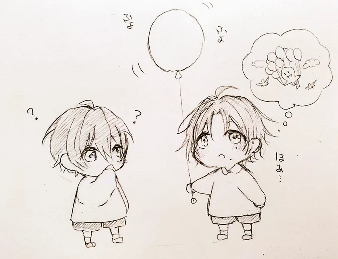 ⚠️幼児化⚠️  風船何個あれば空飛べるんだろうって思ってるじろちゃんと気を抜いたときの指しゃぶりが直らないさぶちゃん 