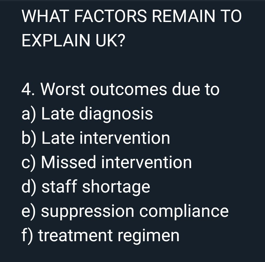  16/41That provides the reason why the UK is poor vs EU & Asia in a, b, c. I'll explain.a). UK lacks the testing scale to (pre&)diagnose infection rates vs better performers. My assumption is this would limit or rule out many medial logistic and triage activities.