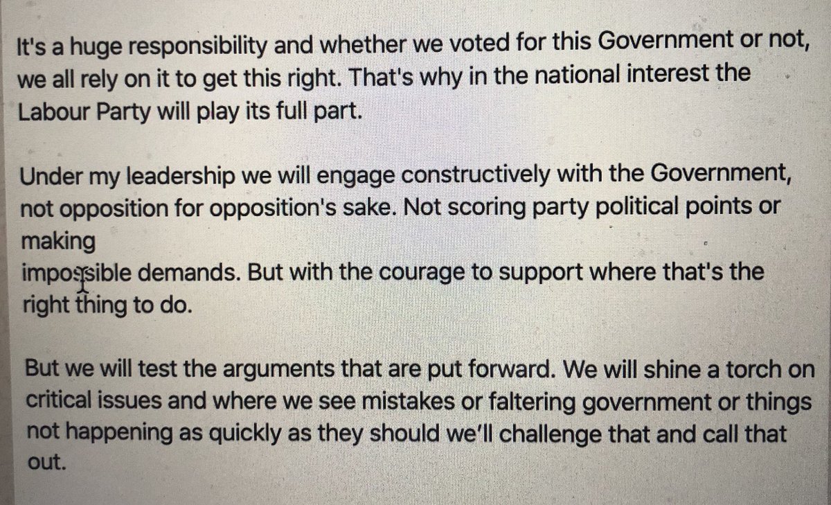 By a mile this is the most important part of ⁦<a href="/Keir_Starmer/">Keir Starmer</a>’s leadership acceptance speech ⁩ - recognising the era-defining significance of #COVID19 and pledging to work with the government, to find a way through, not against it