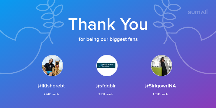 Our biggest fans this week: iKishorebt, sfdgblr, SirigowriNA. Thank you! via sumall.com/thankyou?utm_s…