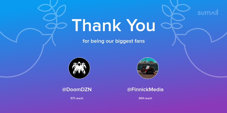 AlteredFX's tweet image. Our biggest fans this week: DoomDZN, FinnickMedia. Thank you! via sumall.com/thankyou?utm_s…