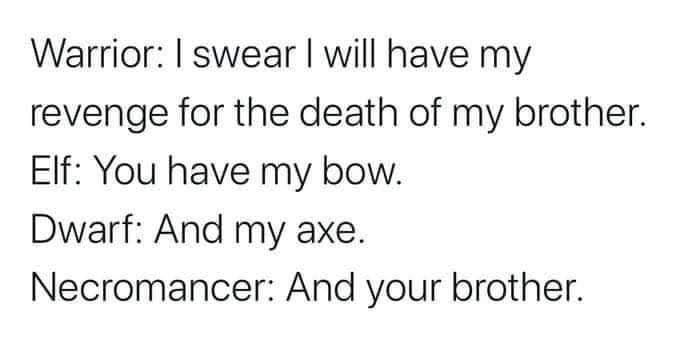 BlackDragonRPGs's tweet photo. Necromancers really complete your revenge arcs.
#dnd #dungeonsanddragons #pathfinder #pathfinderttrpg #ttrpg #tabletopgames #tabletopgaming #dankmemes #necromancers #characters https://t.co/rgvUTA2mvy