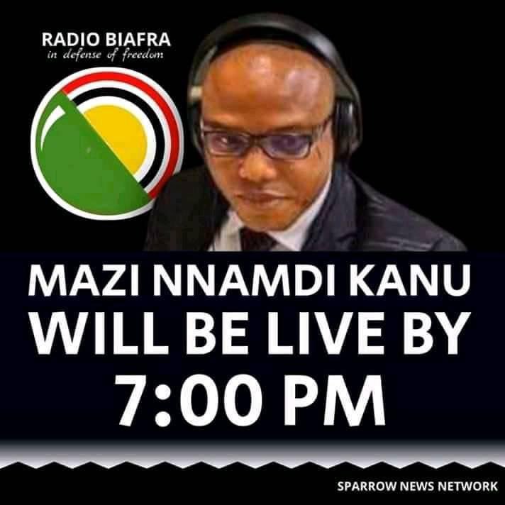 MaziNnamdiKanu's tweet photo. My next #CoronaVirus update will reveal how #Biafrans &amp; #Nigerians are exposed  to destruction due to lack of functioning  @NGRPresident

Join via my FB page https://t.co/qI7X8pqSEe…
#RadioBiafra FB, FM, App, satellite &amp; online

Date
Sun.  05/04/20

Time
7:00 PM #Biafraland Time https://t.co/SlbJBn0VPZ
