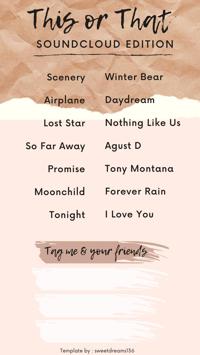 Sweetdreams136_'s tweet photo. Army this or that kali ini #SOUNDCLOUDEDITION #BTS #BTSARMY #TemplatesBTS https://t.co/kzLR6zWHwq