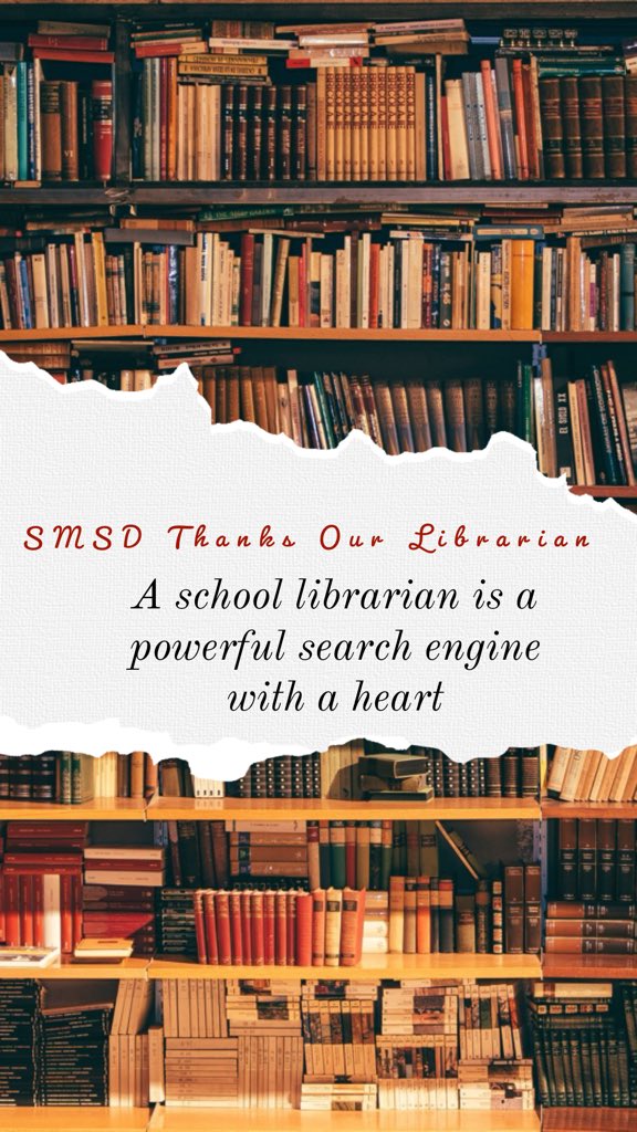 Today is National Librarians’ Day!  SMSD salutes our fantastic Librarian and the library staff! We appreciate all you do for the SMSD students, staff, and community!

@SMSDLibrary