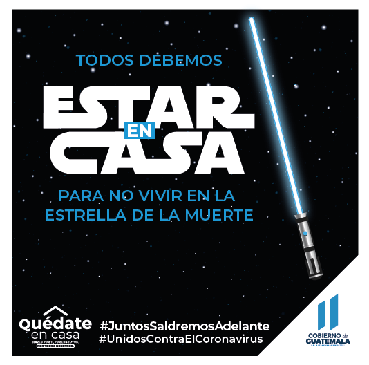 and the public service campaigns are super creative (though possibly trademark infringing). Translation: "stay at home to avoid living on the death star"