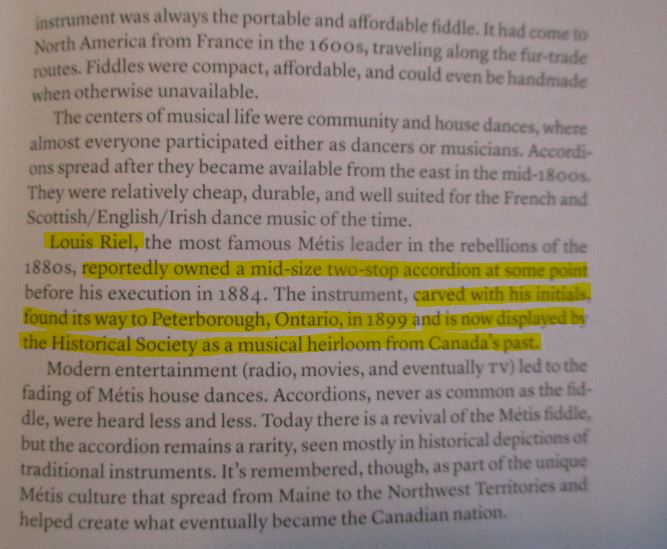 A great 30+page chapter by  @AccordionBruce on our Canadian North and its history of the accordion and a section on the Metis and that Louis Riel owned an accordion!??? I didn't know that connection. @jeanteillet