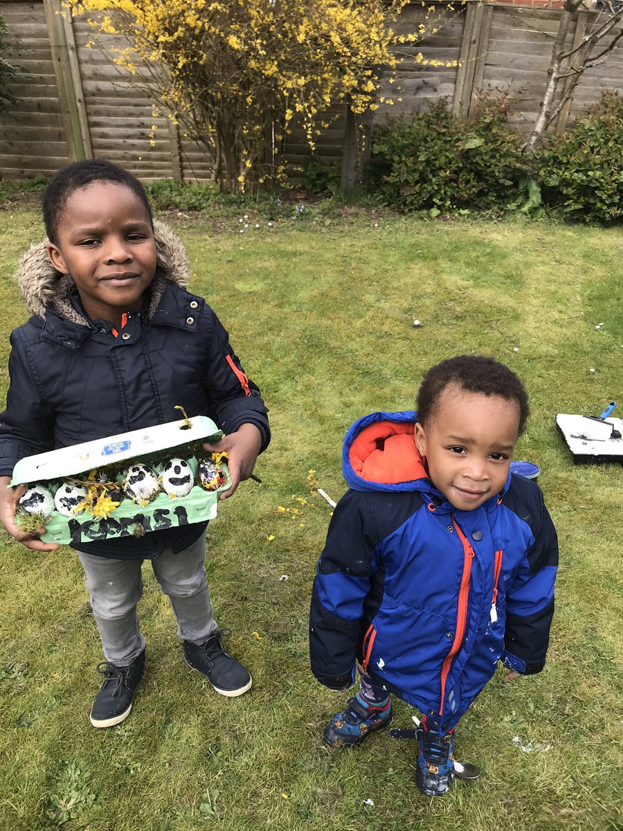 talk_cjay's tweet photo. @foundation20191 Happy Easter preparations in advance from Kamsi and Ebube with decorations in the garden @foundation20191 https://t.co/lCM21ri5Ha