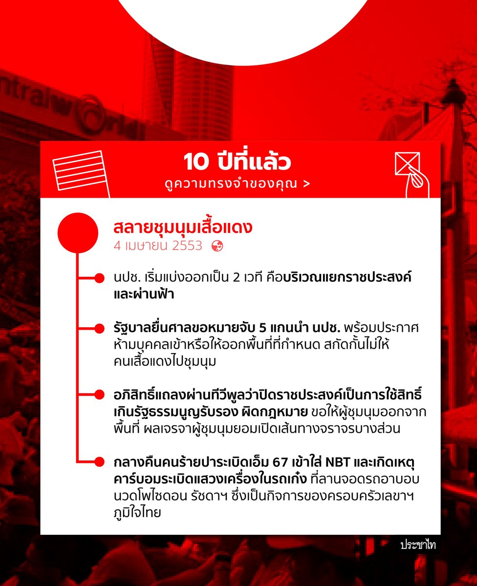 prachatai's tweet photo. 10 ปี สลายชุมนุมเ��ื้อแดง

4 เม.ย.2563 https://t.co/3gpzOn2WEq
