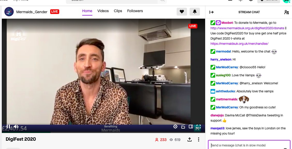 Dickson: In my line of work you often get to meet famous people, sometimes they aren& #39;t very nice people, but it& #39;s always nice when they are nice. Another man being interviewed, I don& #39;t know who he is. Soz. Didn& #39;t catch it. In the chat box, Davina McCall is lending support