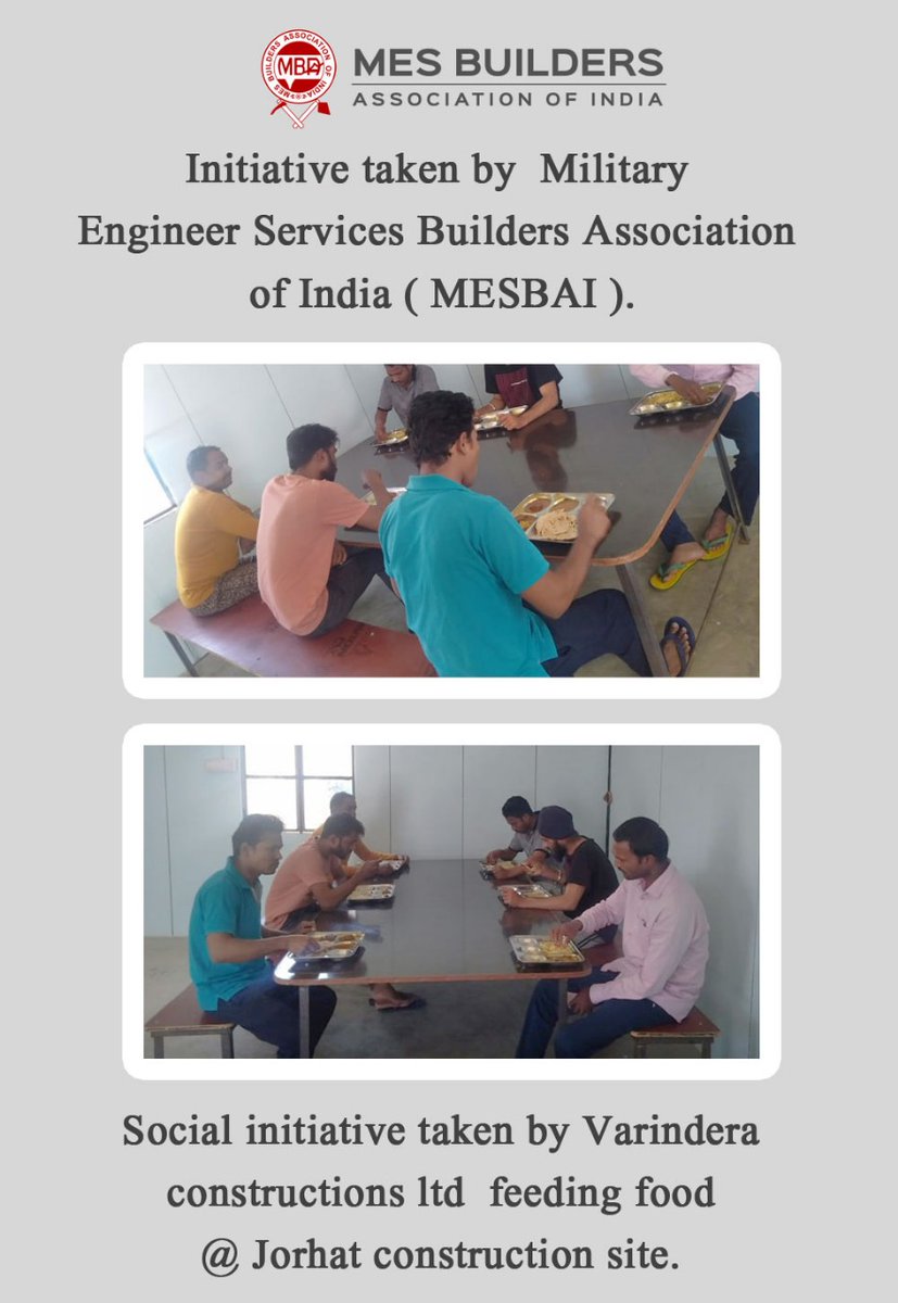 mesbaiofficial's tweet photo. Social initiative taken by Varindera constructions ltd  feeding food @ Jorhat construction site.

#IndiaFightsCorona #CoronaHaaregaIndiaJeetega 

@narendramodi @PMOIndia https://t.co/AtP6IxNxqz